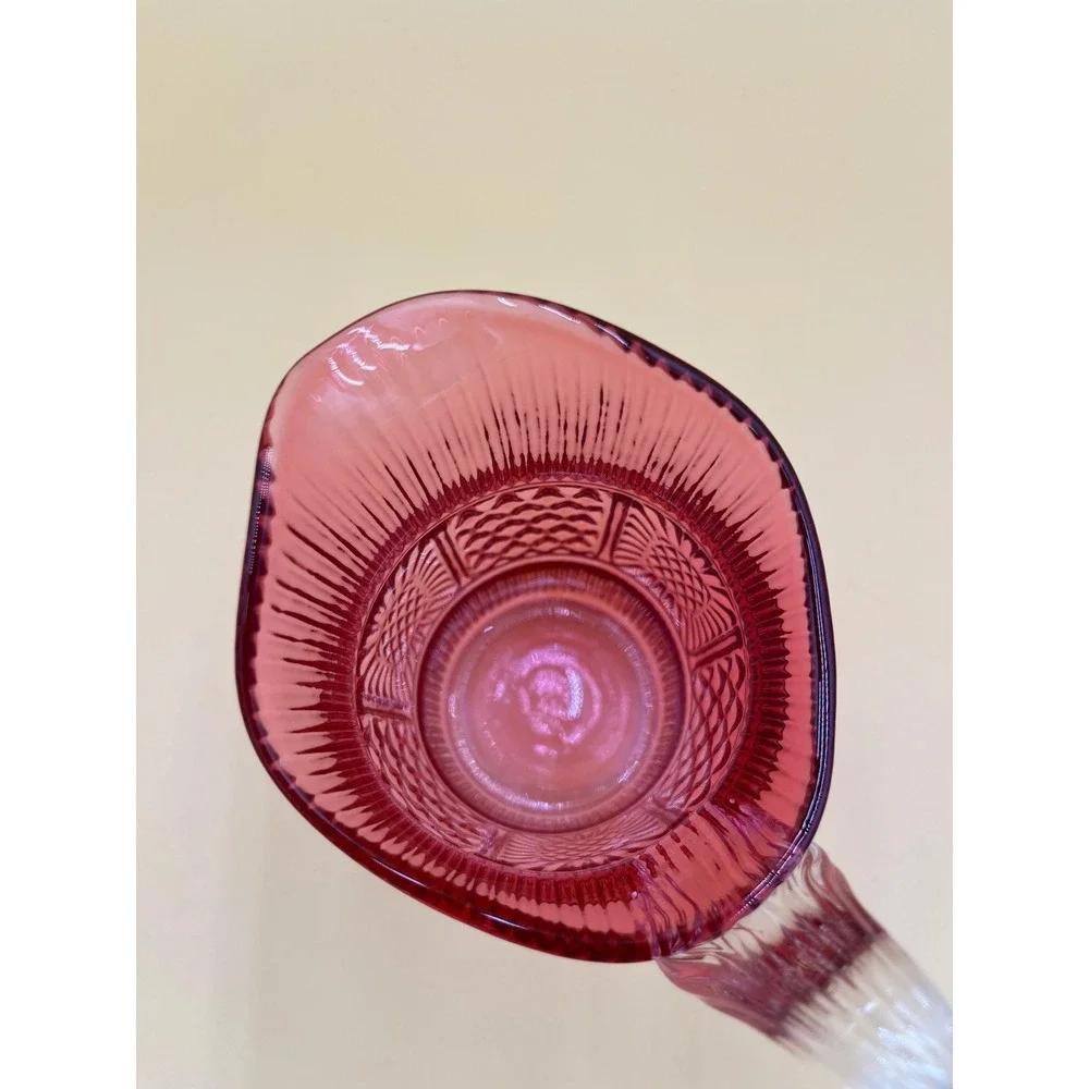 Vintage Fenton Cranberry Glass Creamer: Raised Design, Red Glass